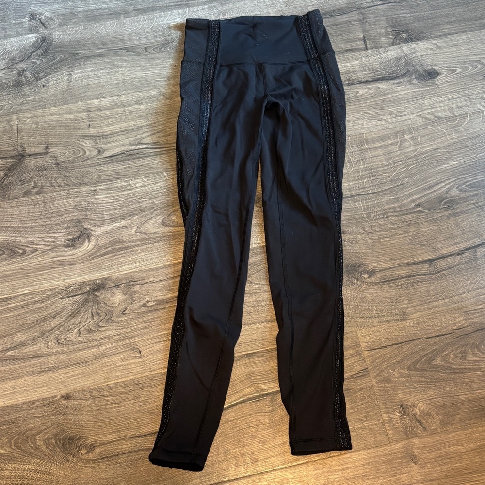 Lululemon Athletica Black Leggings with Mesh Accents